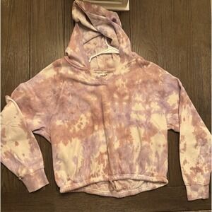 Pink Rose Women's Hoodie Large – Tie Dye Pullover – Pink/Purple